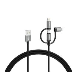 Cablu USB 3 în 1 cu conector Lightning și Micro USB 2m Varta 57937101111