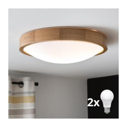 Plafonieră LED Brilagi CARVALHO SLIM 2xE27/60W/230V stejar d. 37 cm