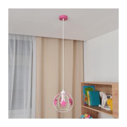 Lustră pe cablu pentru copii STARS 1xE27/15W/230V roz/alb