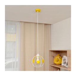 Lustră pe cablu pentru copii STARS 1xE27/15W/230V galben/alb