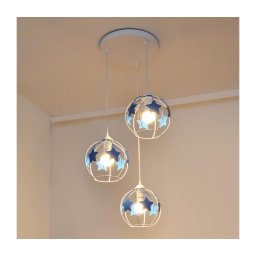 Lustră pe cablu pentru copii STARS 3xE27/15W/230V albastru/alb