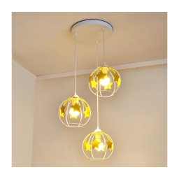 Lustră pe cablu pentru copii STARS 3xE27/15W/230V galben/alb