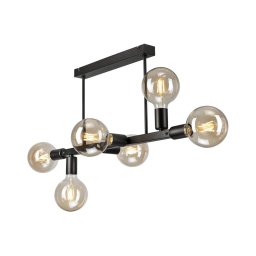 Lustră pe tijă ASTRID 6xE27/60W/230V negru