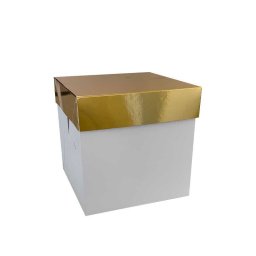 Cutie Patrata Desert Tort, Carton Alb Capac Auriu, 20 x 20 x H 20 cm
