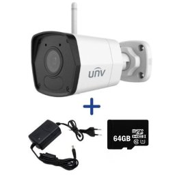 Sistem supraveghere o camera UNV Wi-Fi 2MP Smart IR 30m microfon, sursa 12V, card memorie 64GB