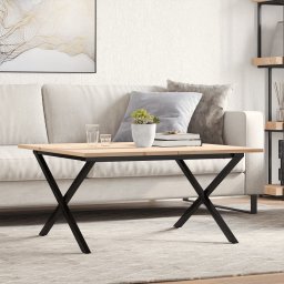 Masa de cafea, cadru X, 90x90x45 cm, lemn masiv pin si fonta GartenMobel Dekor