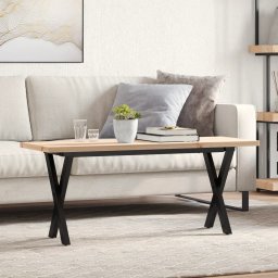 Masa de cafea, cadru X, 110x40x45,5 cm, lemn masiv pin si fonta GartenMobel Dekor