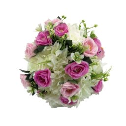 Buchet mireasa/nasa cu flori de matase, verde, roz & alb – ILIF406011