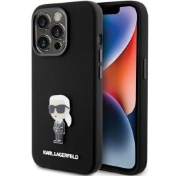 Husa Karl Lagerfeld Silicone Ikonik Metal Pin case for iPhone 15 Pro - black