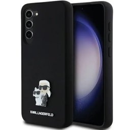 Husa Karl Lagerfeld Silicone Karl&Choupette Metal Pin case for Samsung Galaxy S23+ - black