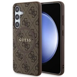 Husa MagSafe 4G Collection Leather Metal Logo pentru Samsung Galaxy S24 – Maro