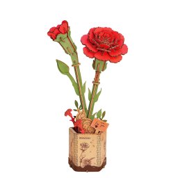Puzzle 3D, Garoafa rosie, Rowood, lemn, 124 piese