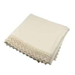Fata de masa dreptunghiulara, dantelata pe mijloc, culoare crem, 150x100 cm - ILIF403013