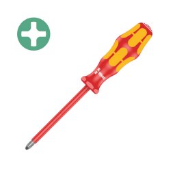 surubelnita VDE Phillips PH2 100 mm WERA 162 i Lasertip cu maner Kraftform antirostogolire pentru borne si tablouri electrice 05006154001