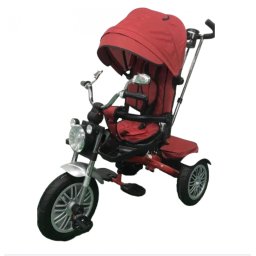 Tricicleta cu far luminos si sunete, Maner reversibil, 4499 - Rosu caramiziu