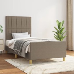 Cadru de pat cu tablie, gri taupe, 90x200 cm, textil GartenMobel Dekor