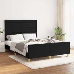 Cadru de pat cu tablie, negru, 140x200 cm, textil GartenMobel Dekor