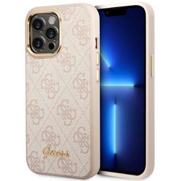 Husa Husa telefon Guess pentru iPhone 14 Pro Max, Metal Camera Outline, Piele ecologica, Roz