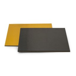 Platou Tort Patrat 2 Fete, Negru Auriu, 36x36xH0.3 cm