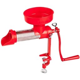 Masina Manuala de Tocat Rosii din Aluminiu, Inox si Plastic Alimentar de Calitate pentru Macinat si Stors Suc de Rosii si Bulion