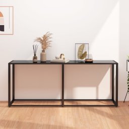 Masa consola, negru, 180x35x75,5 cm, sticla securizata GartenMobel Dekor