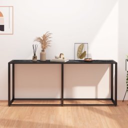 Masa consola, negru marmura, 180x35x75,5 cm, sticla securizata GartenMobel Dekor