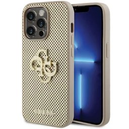 Husa iPhone 15 Pro 6.1" auriu husă rigidă Perforated 4G Glitter Logo