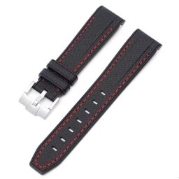 Curea din silicon cu cusătură roșie pentru Rolex 20mm