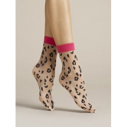 Sosete pudra cu animal print Fiore Amalia 20 den