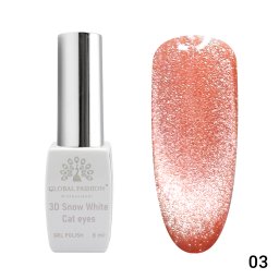 Oja semipermanenta, Snow White, 3D Cat Eye, Global Fashion 8ml, 03(FARA TPO)