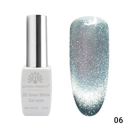 Oja semipermanenta, Snow White, 3D Cat Eye, Global Fashion 8ml, 06(FARA TPO)