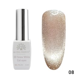 Oja semipermanenta, Snow White, 3D Cat Eye, Global Fashion 8ml, 08(FARA TPO)