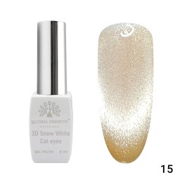 Oja semipermanenta, Snow White, 3D Cat Eye, Global Fashion 8ml, 15(FARA TPO)