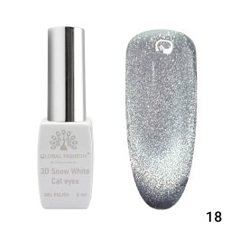 Oja semipermanenta, Snow White, 3D Cat Eye, Global Fashion 8ml, 18(FARA TPO)