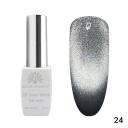 Oja semipermanenta, Snow White, 3D Cat Eye, Global Fashion 8ml, 24(FARA TPO)