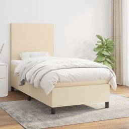 Pat box spring cu saltea, crem, 80x200 cm, textil GartenMobel Dekor