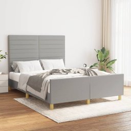 Cadru de pat cu tablie, gri deschis, 140x200 cm, textil GartenMobel Dekor