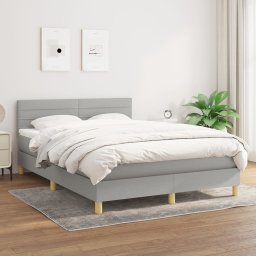Pat box spring cu saltea, gri deschis, 140x190 cm, textil GartenMobel Dekor