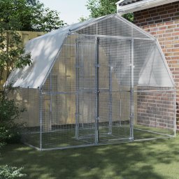 Cotet de pui 2 buc., cu acoperis/usa, argintiu, otel galvanizat GartenMobel Dekor
