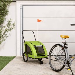 Remorca de bicicleta animale companie, verde textil oxford/fier GartenMobel Dekor