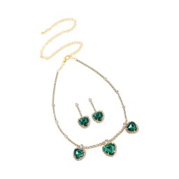 SOHI Set de bijuterii 'Supreet' auriu / verde smarald / transparent