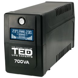 UPS 700VA / 400W Line Interactive cu display LCD, stabilizator și 2 ieșiri Schuko, TED UPS Expert TED001559