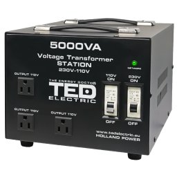 Transformator de tensiune 230V la 110V, 5000VA/4000W, reversibil, TED Electric TED000255