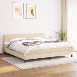Pat box spring cu saltea, crem, 200x200 cm, textil GartenMobel Dekor