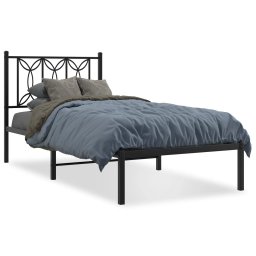 Cadru de pat metalic cu tablie, negru, 75x190 cm GartenMobel Dekor