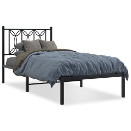Cadru pat metalic cu tablie, negru, 90x200 cm GartenMobel Dekor