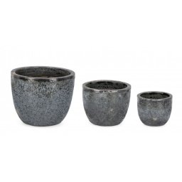 Set 3 ghivece flori teracota gri antracit Duyen 39x31 cm, 30x24 cm, 21x18 cm
