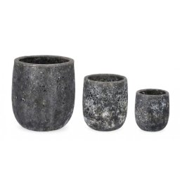 Set 3 ghivece flori teracota gri antracit Duyen 36x41 cm, 26x30 cm, 20x23 cm