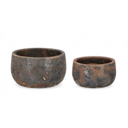 Set 2 ghivece flori teracota gri antracit maro Duyen 36x22 cm, 29x17 cm