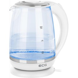 Fierbator Cana electrica fierbator din sticla ECG RK 2020 alba, 2 L, 2200 W, lumina albastra de fundal